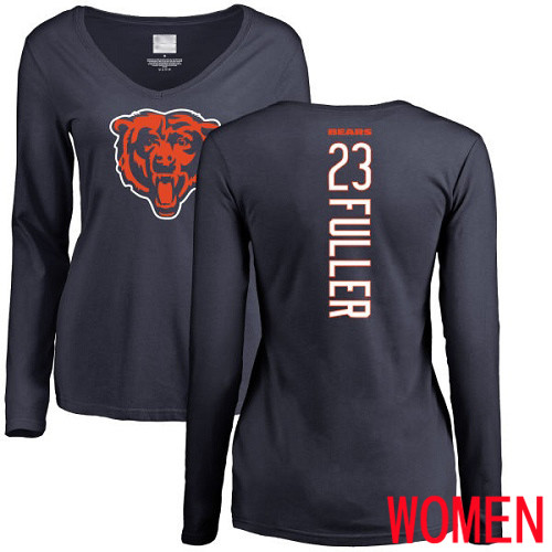 Chicago Bears Navy Blue Women Kyle Fuller Backer NFL Football #23 Long Sleeve T Shirt->nfl t-shirts->Sports Accessory